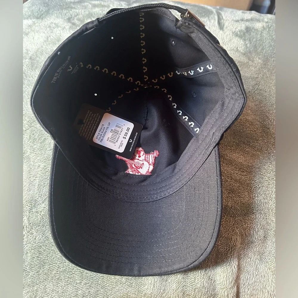 True Religion Black Cap with Red and White Emblem